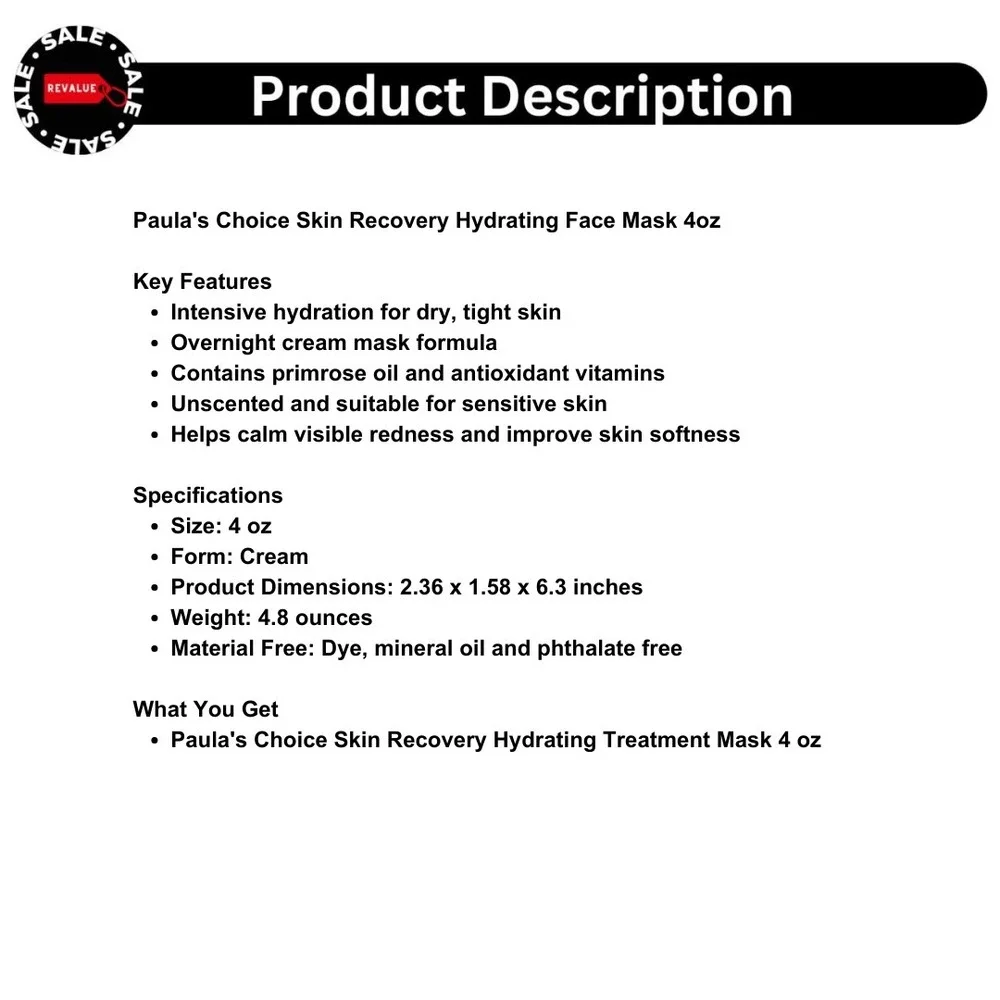 Paula's‎ Choice Skin Recovery Hydrating Face Mask 4oz